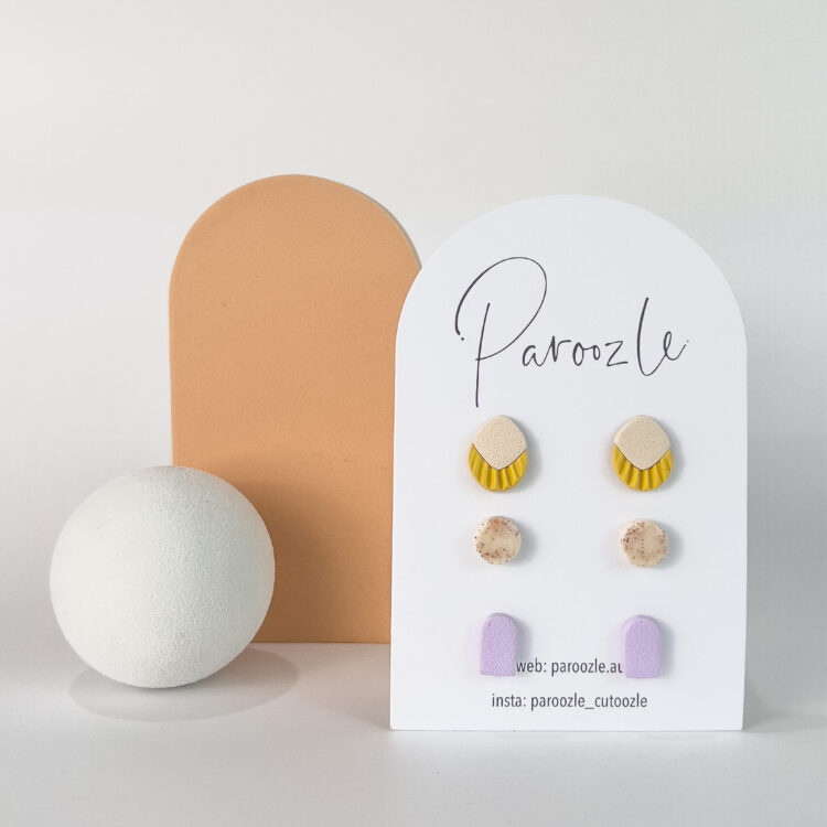 Mango and Lilac Shelly Stud Set